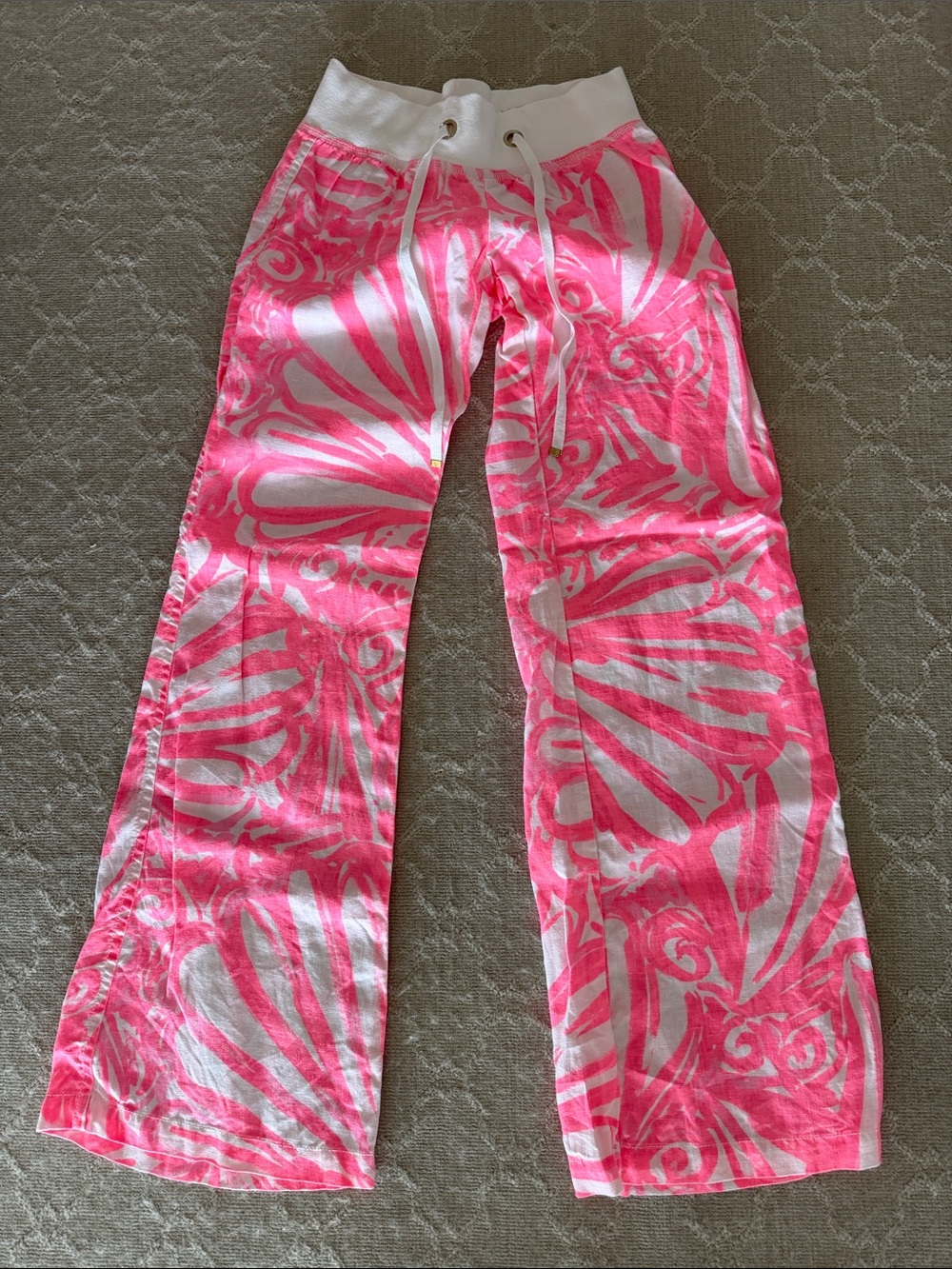 Lilly Pulitzer Pink and White Wide Leg Pants